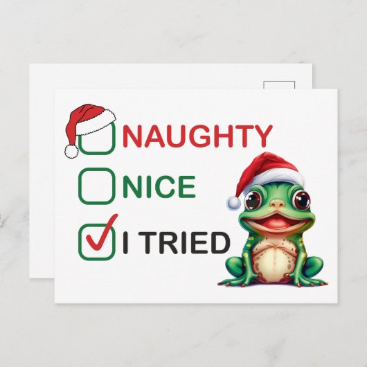 Naughty oder Nice Postkarte (Vorne/Hinten)