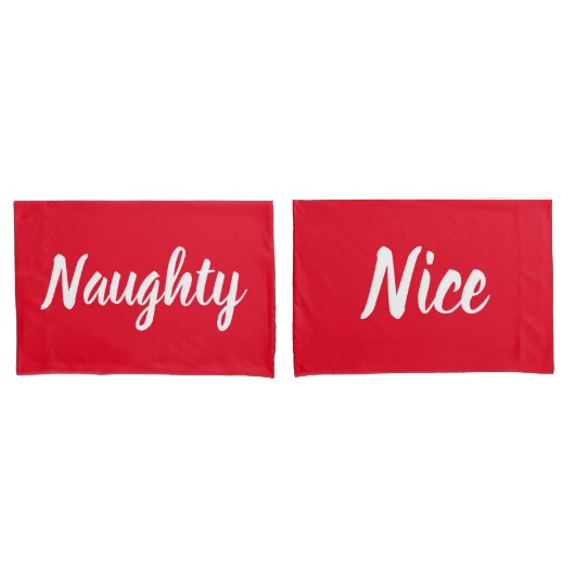 Naughty oder Nice Red and White Pillowcases Kissenbezug (Vorderseite-Set)