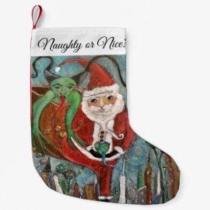 Naughty oder Nice Santa and Krampus Art Kleiner Ch Kleiner Weihnachtsstrumpf