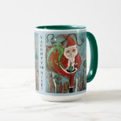Naughty oder Nice Santa and Krampus Whimsical Art  Tasse (VorderseiteRechts)