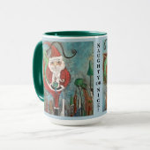 Naughty oder Nice Santa and Krampus Whimsical Art  Tasse (Vorderseite Links)