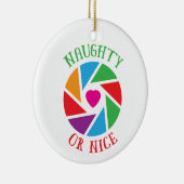 Naughty oder Nice Santa Cam Funny Moderne Weihnach Keramik Ornament (Rechts)