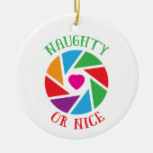 Naughty oder Nice Santa Cam Funny Moderne Weihnach Keramik Ornament (Vorne)