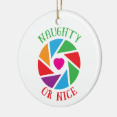 Naughty oder Nice Santa Cam Funny Moderne Weihnach Keramik Ornament (Links)