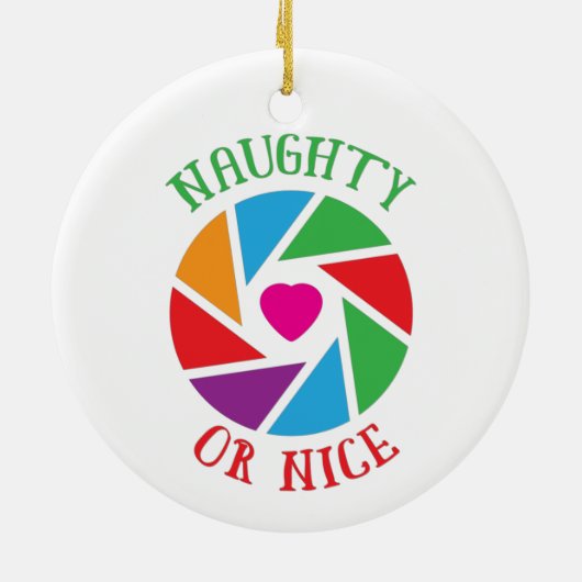 Naughty oder Nice Santa Cam Funny Moderne Weihnach Keramik Ornament (Hinten)