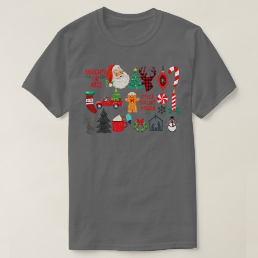 Naughty oder Nice Santa Claus Pinetree Jesus Chris T-Shirt (Design vorne)