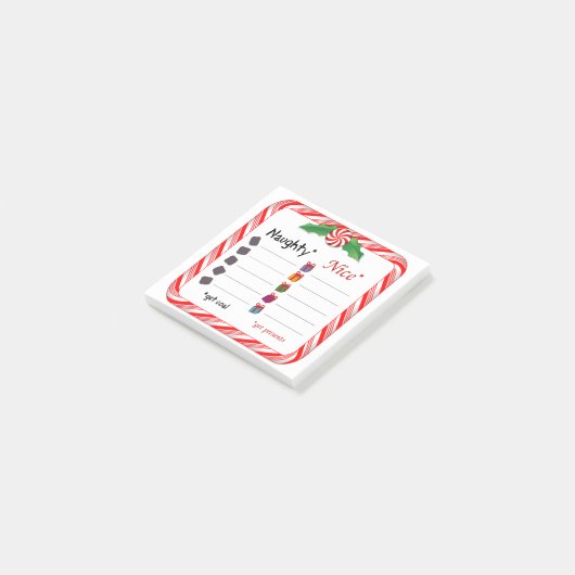Naughty oder Nice Santa Claus Post-it Klebezettel (angewinkelt)