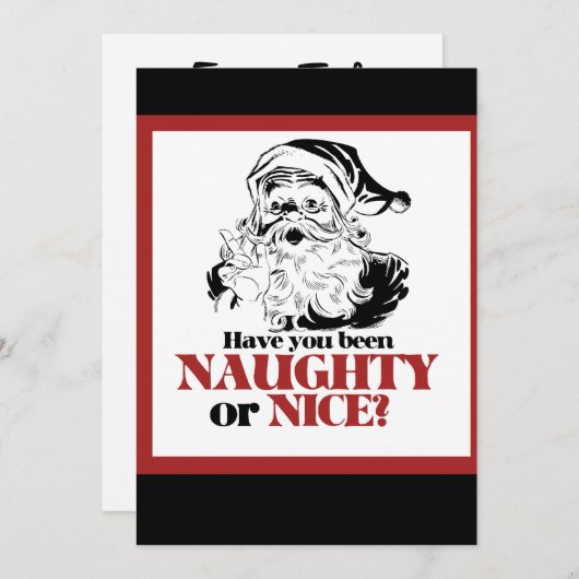 Naughty oder Nice Santa Einladung (Vorne/Hinten)