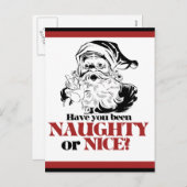 Naughty oder Nice Santa Feiertagspostkarte (Vorne/Hinten)