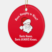 Naughty oder Nice Santa Red Keramik Ornament (Links)