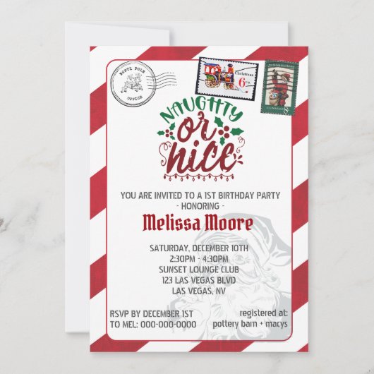 Naughty oder nice santas Letter North Einladung (Vorderseite)