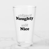 Naughty oder Nice schwarz lustiges Bierglas Glas (Rückseite)