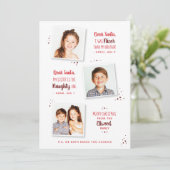 Naughty oder Nice Sibling Funny Weihnachtskarte (Stehend Vorderseite)