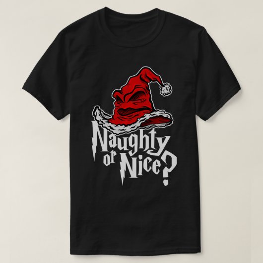 Naughty oder Nice Sorted Weihnachtsmütze Premium T-Shirt (Design vorne)