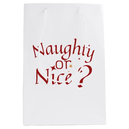 Naughty oder Nice? - Spielerische Holiday Typograf Mittlere Geschenktüte (Vorderseite)