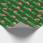 NAUGHTY- oder NICE-Text mit Weihnachtsmannmützen Geschenkpapier (Ecke)