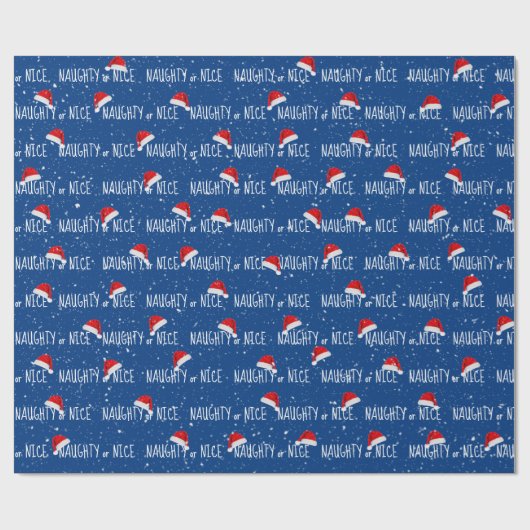 NAUGHTY- oder NICE-Text mit Weihnachtsmannmützen Geschenkpapier (Flach)