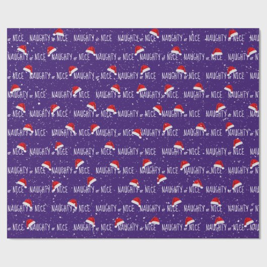 NAUGHTY- oder NICE-Text mit Weihnachtsmannmützen Geschenkpapier (Flach)