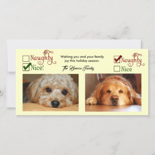 Naughty oder Nice Two Dog Weihnachtskarte Feiertagskarte