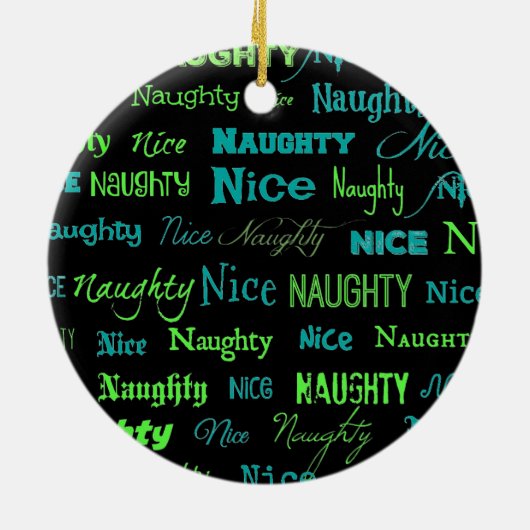 Naughty oder Nice Weihnachtsangebot Keramik Ornament (Hinten)