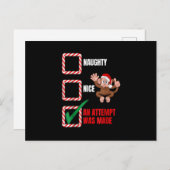 Naughty oder Nice Weihnachtsmonkey Funny Familie h Postkarte (Vorne/Hinten)
