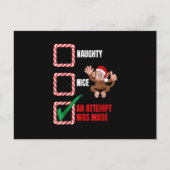 Naughty oder Nice Weihnachtsmonkey Funny Familie h Postkarte (Vorderseite)