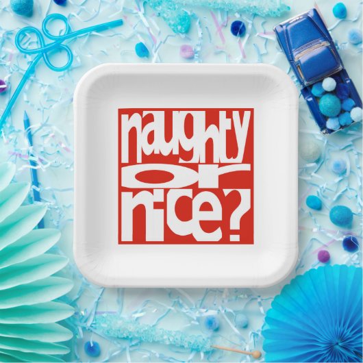 Naughty oder Nice zeitgenössisches Weihnachtspapie Pappteller (Party)
