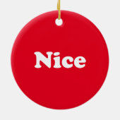 Naughty oder Nice, zweiseitig, rot weiß Keramik Ornament (Hinten)