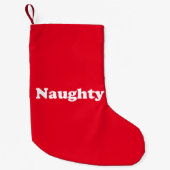 Naughty oder Nice, zweiseitig, rot weiß Kleiner Weihnachtsstrumpf (Vorderseite)