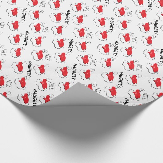 Naughty oder Nizza-Weihnachtsmannmütze Geschenkpapier (Ecke)