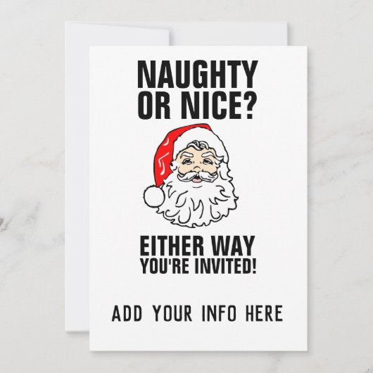 NAUGHTY ODER SCHÖN? CHRISTMAS PARTY EINLADUNGEN (Vorderseite)