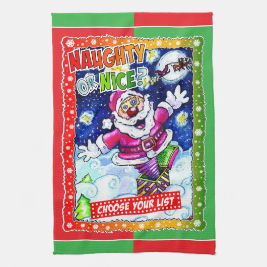 Naughty or nice, choose your list geschirrtuch (Vertikal)