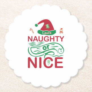 Naughty or Nice Christmas Frogs with Santa Design Untersetzer