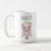 Naughty or Nice Cute Holiday Angel Pig Cartoon Kaffeetasse (Links)