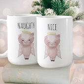 Naughty or Nice Cute Holiday Angel Pig Cartoon Kaffeetasse