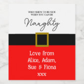 Naughty or Nice? Funny Christmas Santa suit Weinetikett (Einzelnes Label)