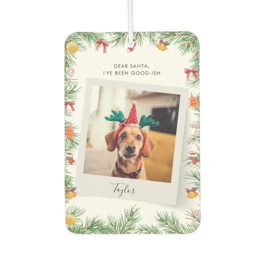 Naughty or Nice Funny Pet Dog Custom Christmas Autolufterfrischer (Vorderseite)