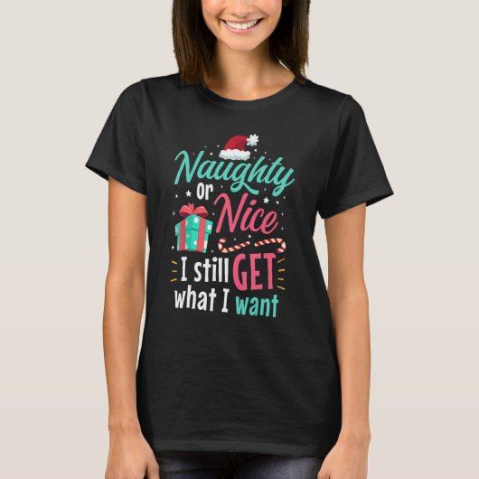 Naughty Or Nice List Christmas Stocking Stuffer T-Shirt (Vorderseite)