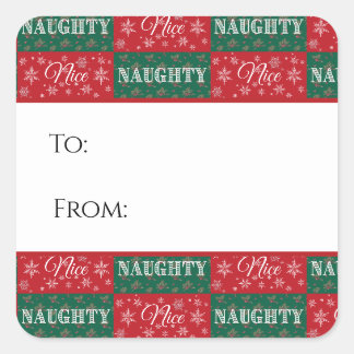 Naughty-or-Nice-Liste Weihnachtsgeschenkanhänger Quadratischer Aufkleber