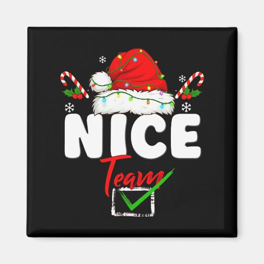 Naughty Or Nice Team Matching Christmas Pajama Men Magnet (Vorne)