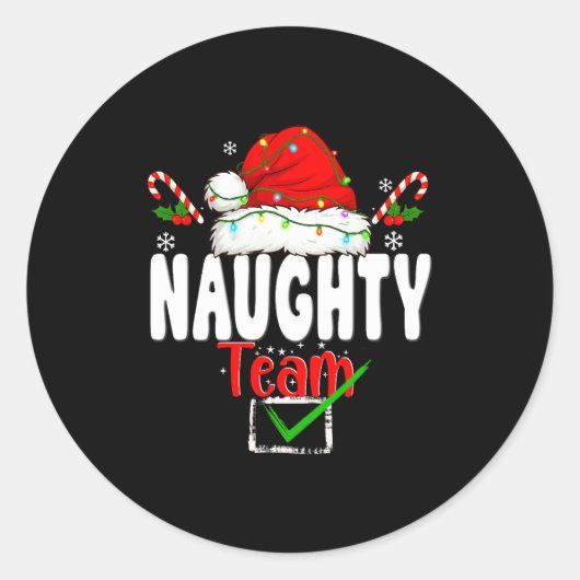 Naughty Or Nice Team Matching Christmas Pajama Men Runder Aufkleber (Vorderseite)