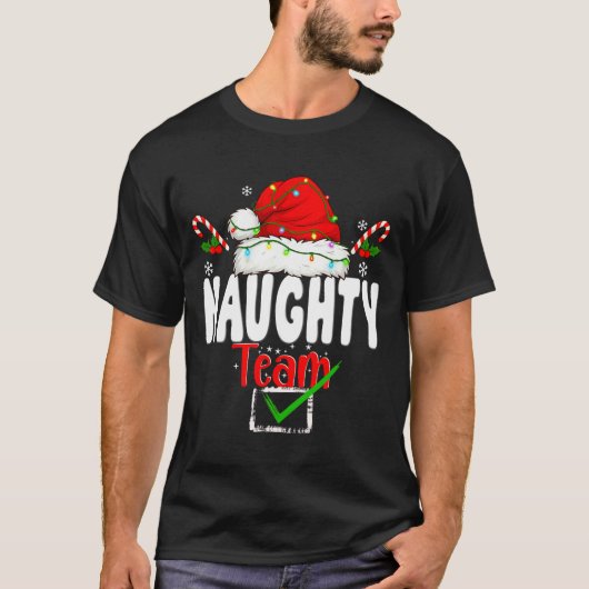 Naughty Or Nice Team Matching Christmas Pajama Men T-Shirt (Vorderseite)