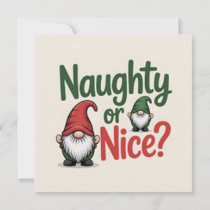 Naughty or Nice Weihnachtsgrafik: Süße Gnome Feiertagskarte