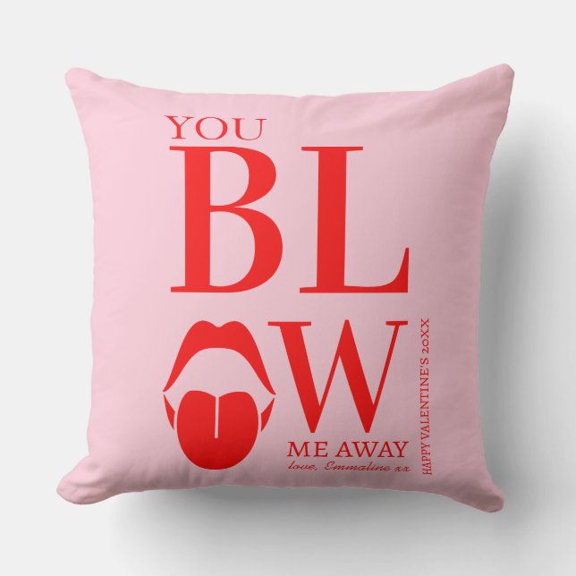 Naughty Pink Red Valentinstag Card Kissen (Vorderseite)