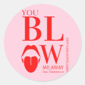 Naughty Pink Red Valentinstag Card Runder Aufkleber (Vorderseite)