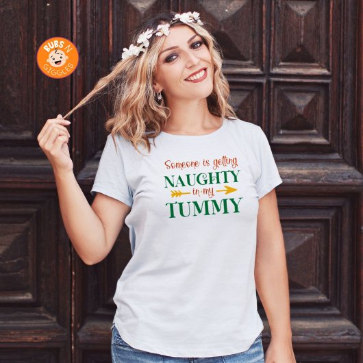 Naughty Pregnancy Ankündigung Weihnachten T-Shirt