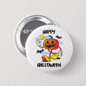 Naughty Pumpkin Happy Halloween-Geschenk Button (Vorne & Hinten)