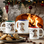 Naughty Puppy Santa Checklist Red Zweifarbige Tasse