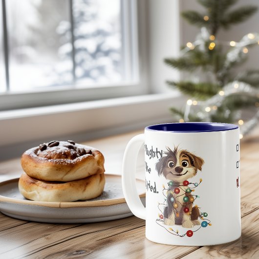 Naughty Puppy Santa Checklist Red Zweifarbige Tasse