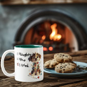 Naughty Puppy Santa Checklist Red Zweifarbige Tasse